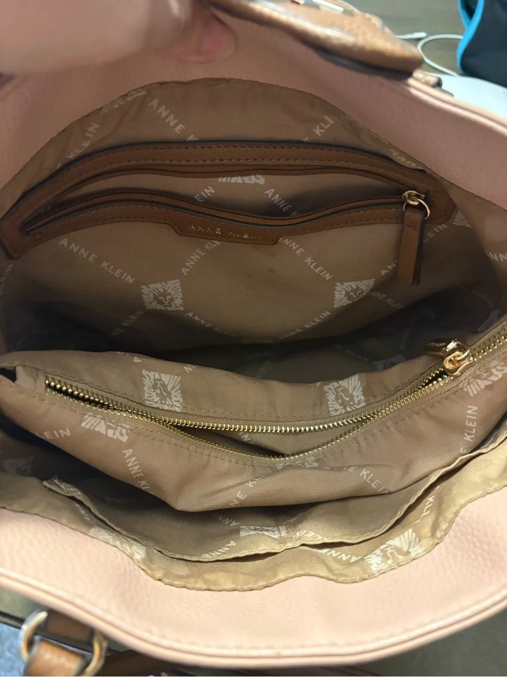 Anne Klein Blush Pink Tote with Brown Accents